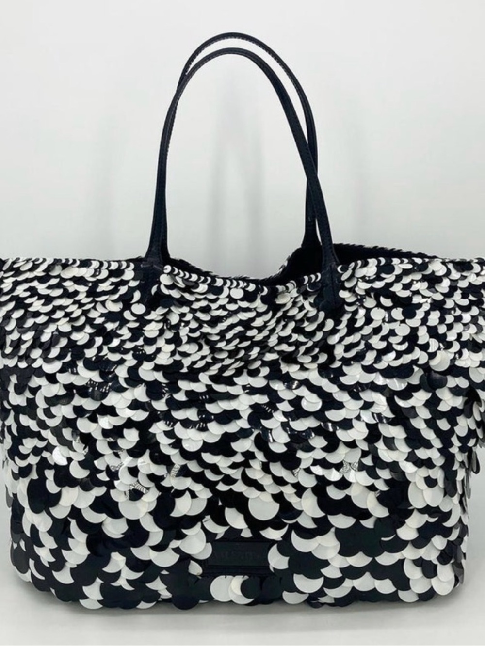 Valentino Black and White Paillette Sequin Tote